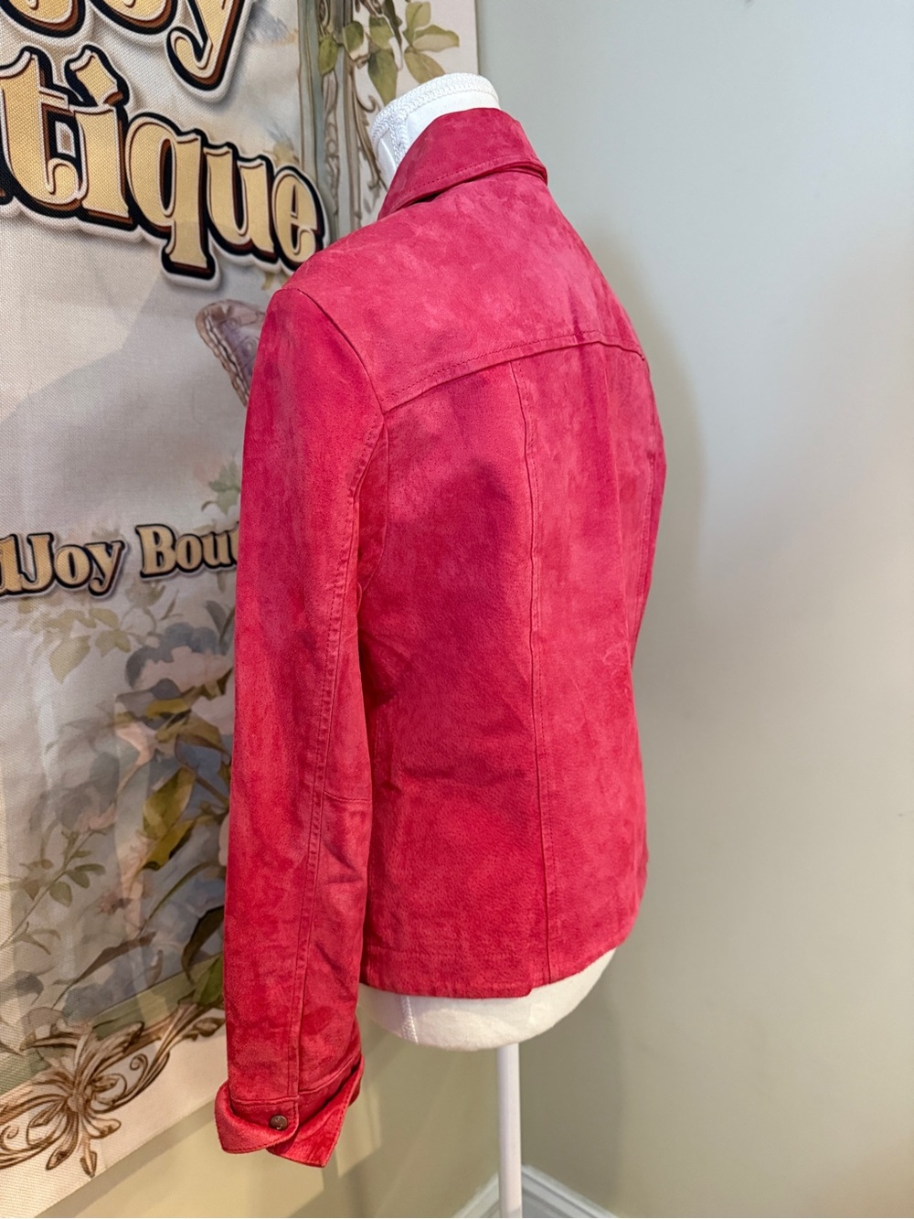 Raspberry Pink Suede Button-Front Jacket - Picture 4 of 12
